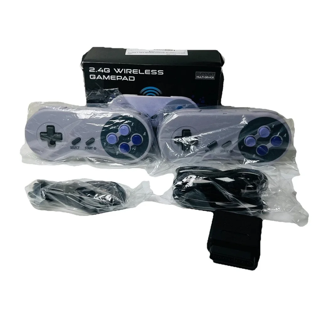 KIWITATA 2 Pack 2.4GHz Wireless Controller For Super Nintendo Purple Button